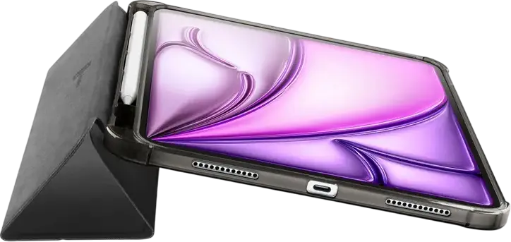 Чехол Cellularline Folio Pro для iPad Air 11" (2024), из искусственной кожи с держателем для стилуса и функцией автосна, черный
