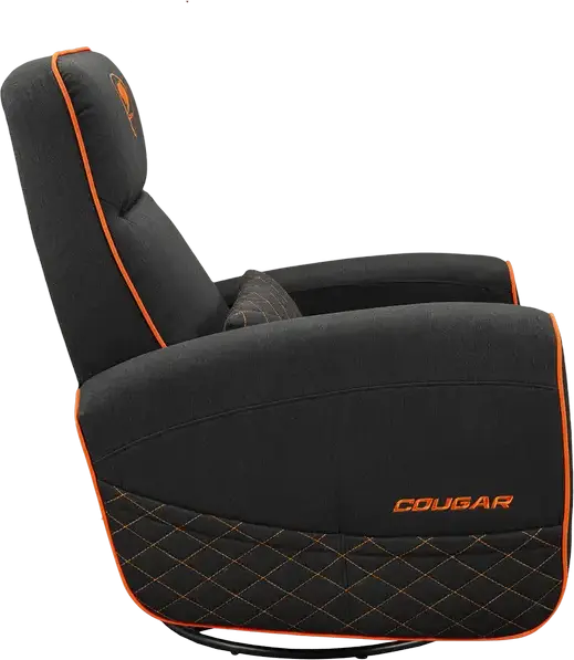 Sofa Gaming Cougar FIDOM cu reclinare, rotire și balansare, Negru | Portocaliu, Sistem Trimotion, Inimitație In respiratorie, Suport 150kg, 750x940x1030mm
