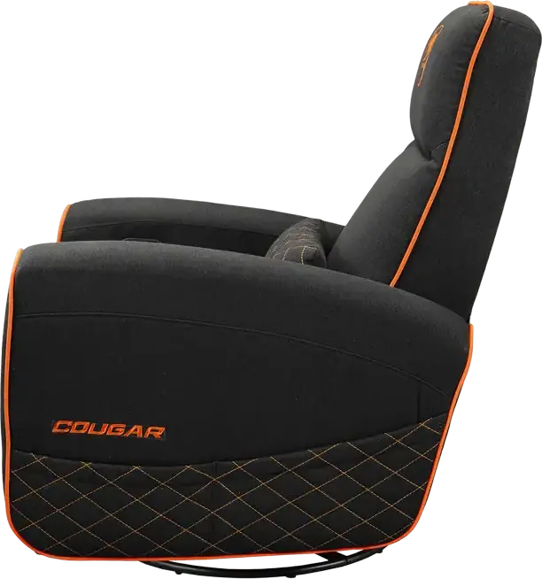 Sofa Gaming Cougar FIDOM cu reclinare, rotire și balansare, Negru | Portocaliu, Sistem Trimotion, Inimitație In respiratorie, Suport 150kg, 750x940x1030mm