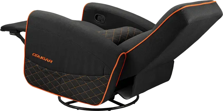 Sofa Gaming Cougar FIDOM cu reclinare, rotire și balansare, Negru | Portocaliu, Sistem Trimotion, Inimitație In respiratorie, Suport 150kg, 750x940x1030mm