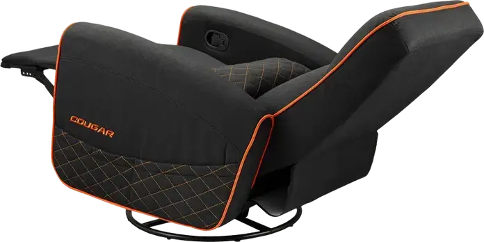 Sofa Gaming Cougar FIDOM cu reclinare, rotire și balansare, Negru | Portocaliu, Sistem Trimotion, Inimitație In respiratorie, Suport 150kg, 750x940x1030mm