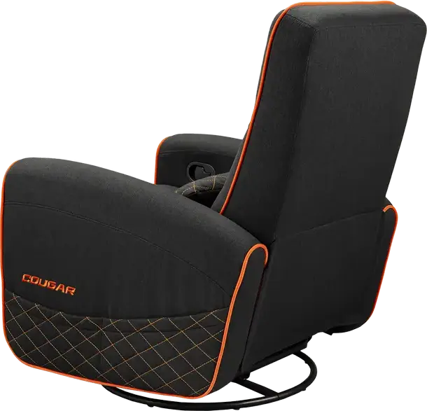 Sofa Gaming Cougar FIDOM cu reclinare, rotire și balansare, Negru | Portocaliu, Sistem Trimotion, Inimitație In respiratorie, Suport 150kg, 750x940x1030mm