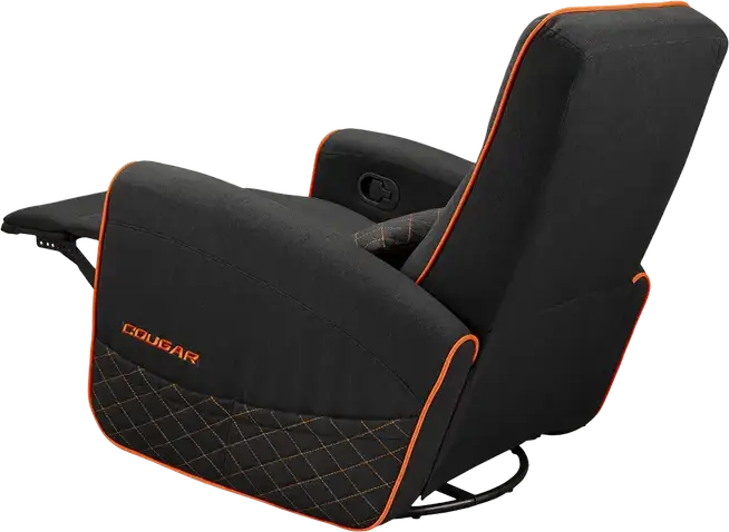 Sofa Gaming Cougar FIDOM cu reclinare, rotire și balansare, Negru | Portocaliu, Sistem Trimotion, Inimitație In respiratorie, Suport 150kg, 750x940x1030mm