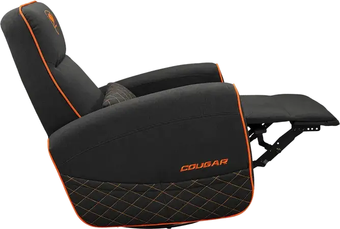 Sofa Gaming Cougar FIDOM cu reclinare, rotire și balansare, Negru | Portocaliu, Sistem Trimotion, Inimitație In respiratorie, Suport 150kg, 750x940x1030mm
