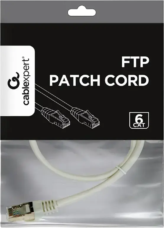 Cablexpert PP6 Cat6 FTP Patch Cord Network Cable, 2 x RJ45 Interface, Gold-plated Contacts, up to 250 MHz, 0.5m, Grey