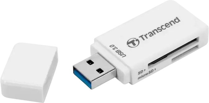 Transcend TS-RDF5 USB 3.1 Gen 1 Card Reader, SD/microSD UHS-I Support, USB Type-A Interface, Compact Memory Card Adapter with LED Indicator
