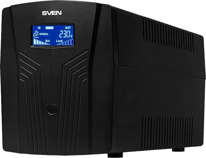 SVEN Pro Line Interactive UPS, 1500 VA, AVR, Sinusoidal Output, LCD Display, USB & RJ-45 Protection, 3 EU Sockets, Tower Form Factor