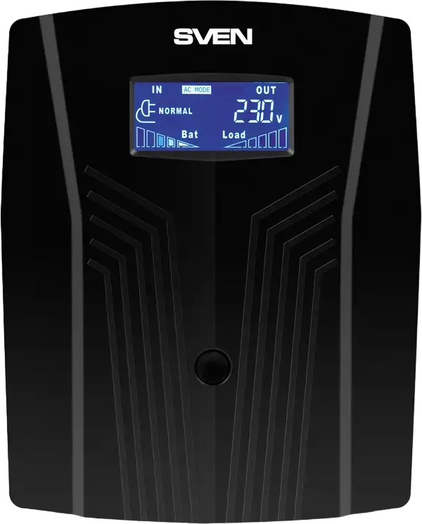 SVEN Pro Line Interactive UPS, 1500 VA, AVR, Sinusoidal Output, LCD Display, USB & RJ-45 Protection, 3 EU Sockets, Tower Form Factor