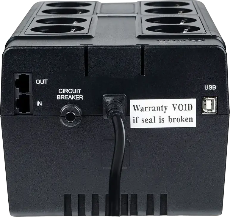 UPS Powercom CUB-1000E Offline 1000VA 550W Sursă Neîntreruptibilă de Alimentare Tower, 8 Prize Schuko, Port USB, Disjungtor, Negru