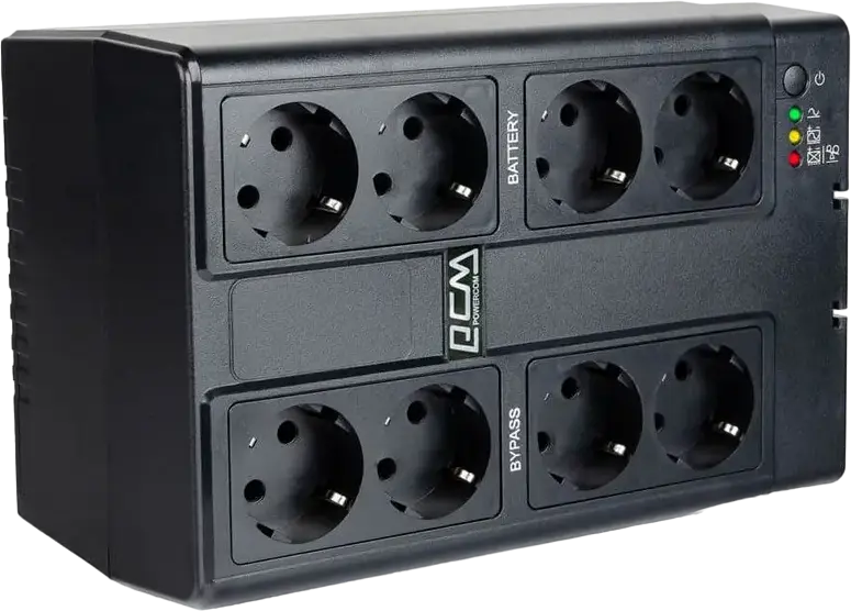 UPS Powercom CUB-1000E Offline 1000VA 550W Sursă Neîntreruptibilă de Alimentare Tower, 8 Prize Schuko, Port USB, Disjungtor, Negru