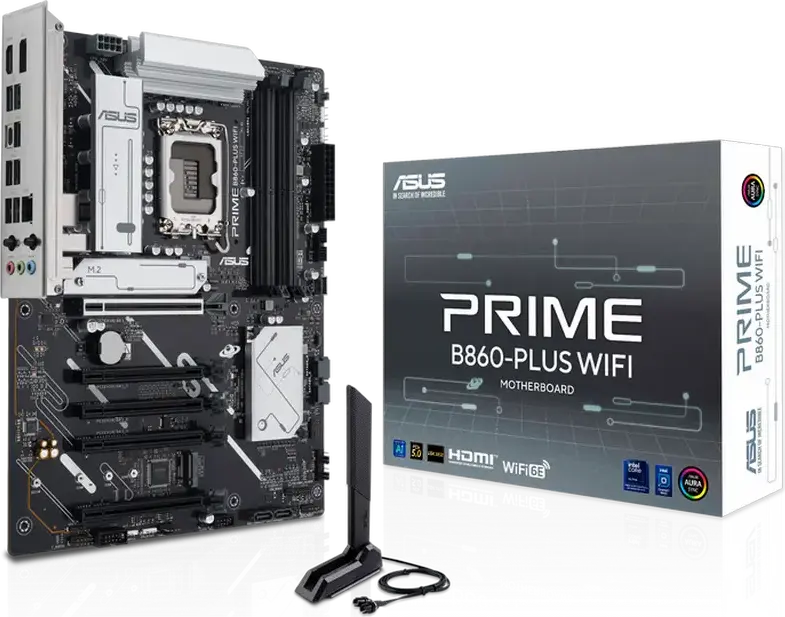 Placa de bază ASUS PRIME B860-PLUS WIFI LGA1851 Intel B860 ATX pentru Core Ultra Series 2, DDR5 8666+ MT/s, PCIe 5.0, Wi-Fi 6E, Bluetooth 5.3, Ethernet 2.5Gb
