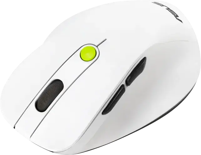 ASUS MD105 Wireless Mouse, Volt Green (White with green accents), Dual-Mode Bluetooth & 2.4GHz RF, 2400dpi Optical Sensor, Silent Clicks, Ergonomic Design with Thumb Support, Windows macOS Chrome OS