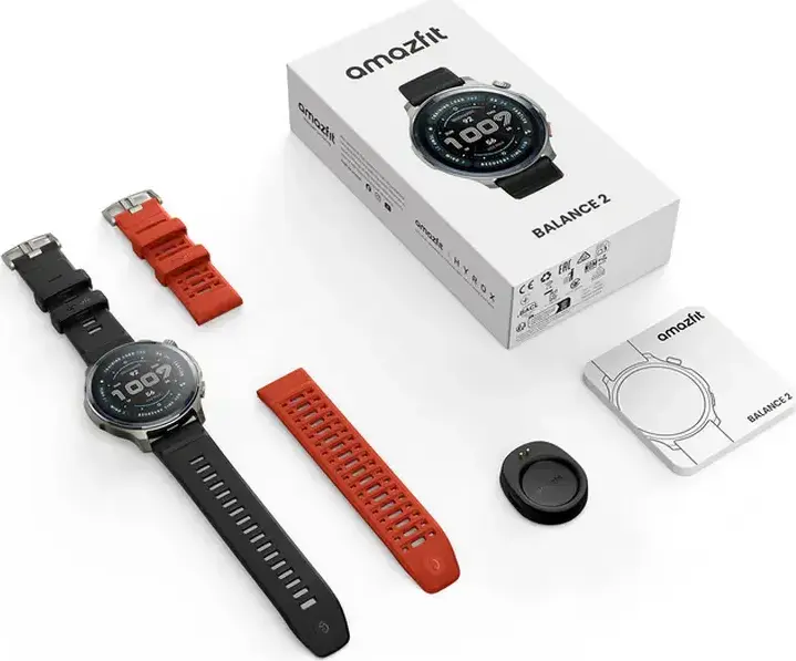 Smartwatch Amazfit Balance 2, Ecran AMOLED 1.5" Sticlă Safir, Ramă Aliaj Aluminiu, Rezistență 10 ATM și Scufundări, BioTracker 6.0, GPS Dual-band, Zepp OS