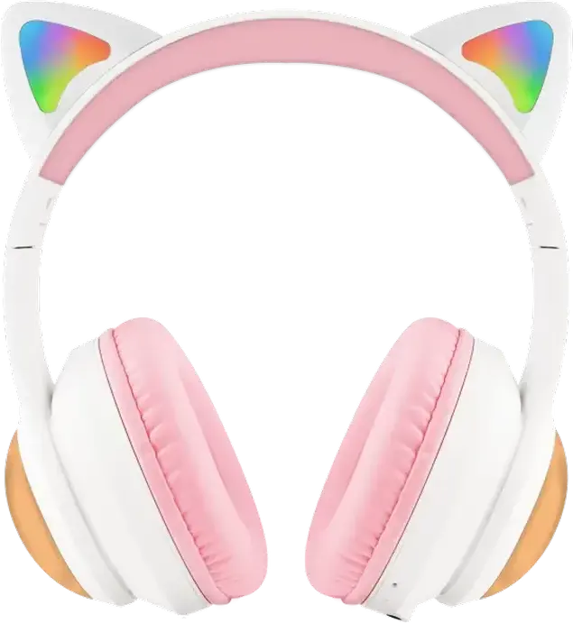 Proove Kids LumiCat Wireless Over-Ear Headphones, White | Pink, Bluetooth 6.0, 40mm Drivers, Kids Safe Volume (75/85/95dB), 100h Battery, Game Mode, USB-C, AUX