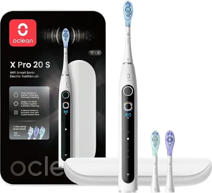 Oclean X Pro 20 S Electric Toothbrush N1804 White, Maglev 4.0 Motor, 40° Wide Oscillation, AI Precision Tracking, Smart Screen, WiFi, IPX7 Waterproof