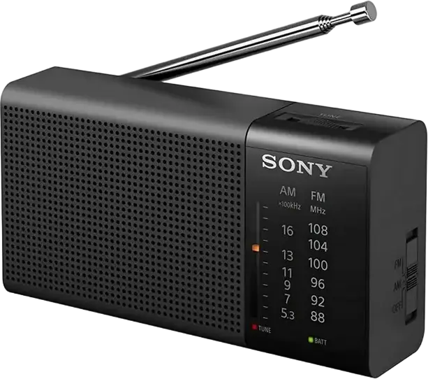 Radio Portabil Sony ICF-P37 AM/FM, Difuzor Mono 57mm, Lanternă LED Integrată, Antenă Telescopică, Plastic ABS, Negru