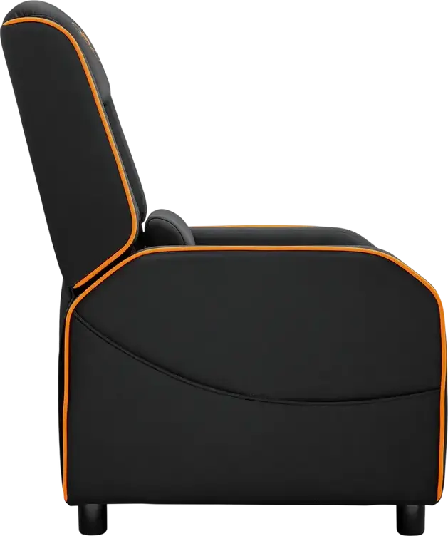 Cougar Ranger One Gaming Sofa CGR-RAO, Black/Orange, Breathable Woven Fabric, Foldable Footrest, Tilted Backrest, Side Pocket, 150kg Capacity, with Headrest and Lumbar Pillows