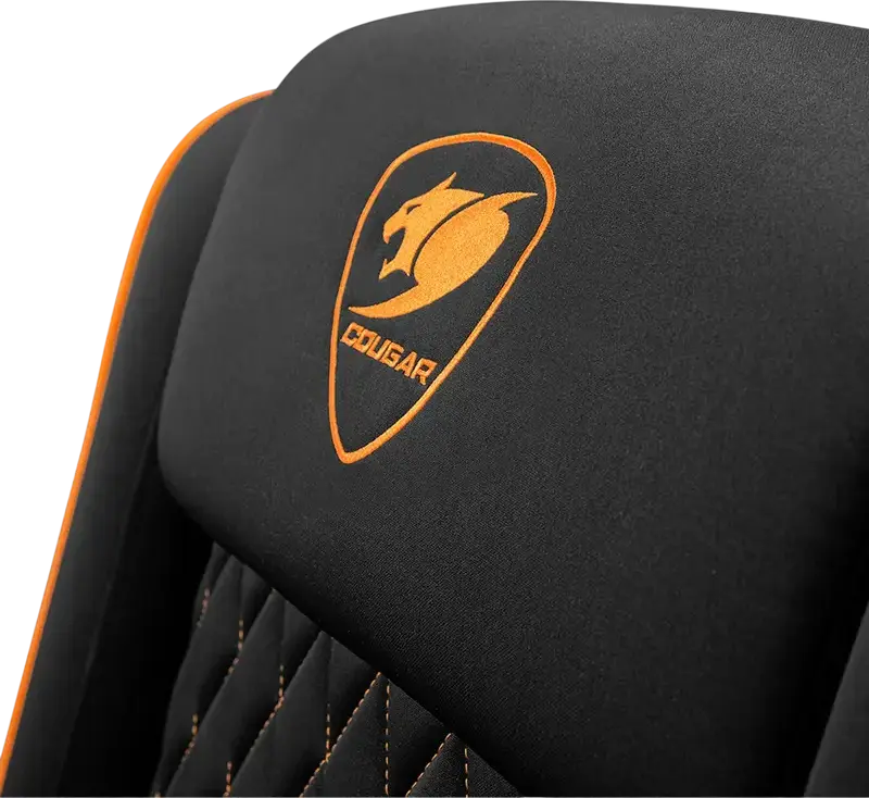 Cougar Ranger One Gaming Sofa CGR-RAO, Black/Orange, Breathable Woven Fabric, Foldable Footrest, Tilted Backrest, Side Pocket, 150kg Capacity, with Headrest and Lumbar Pillows