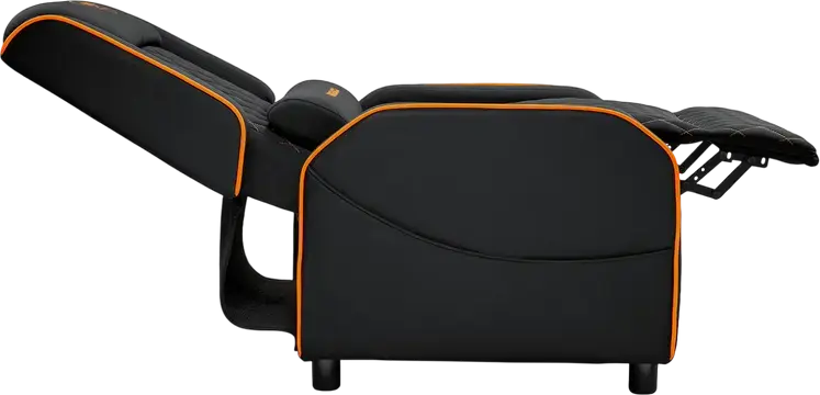 Cougar Ranger One Gaming Sofa CGR-RAO, Black/Orange, Breathable Woven Fabric, Foldable Footrest, Tilted Backrest, Side Pocket, 150kg Capacity, with Headrest and Lumbar Pillows