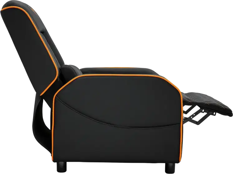 Cougar Ranger One Gaming Sofa CGR-RAO, Black/Orange, Breathable Woven Fabric, Foldable Footrest, Tilted Backrest, Side Pocket, 150kg Capacity, with Headrest and Lumbar Pillows