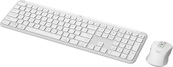 Logitech Signature Slim MK950 Wireless Combo, K950 Full-Size Keyboard and M750 Mouse, Logi Bolt & Bluetooth, Multi-OS, Easy-Switch 3 Devices, Color: White