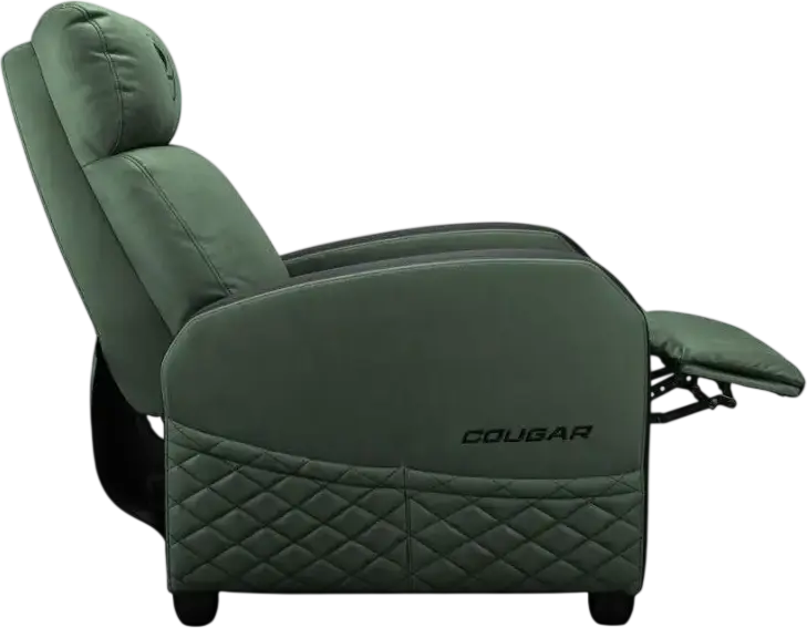 Cougar Ranger Elite CGR-RAE Gaming Sofa, Army Green, PVC Leather and Breathable Velvet, Robust Steel Frame, Reclining Function, Foldable Footrest, 135kg Capacity