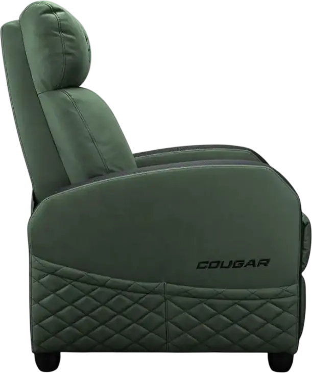 Cougar Ranger Elite CGR-RAE Gaming Sofa, Army Green, PVC Leather and Breathable Velvet, Robust Steel Frame, Reclining Function, Foldable Footrest, 135kg Capacity