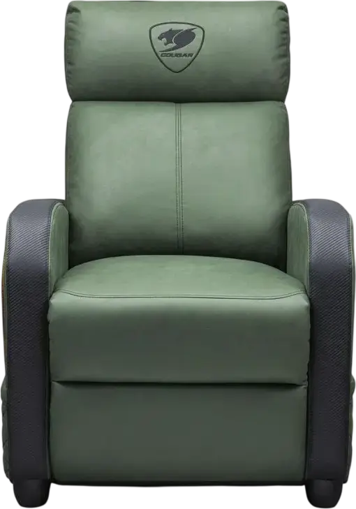 Cougar Ranger Elite CGR-RAE Gaming Sofa, Army Green, PVC Leather and Breathable Velvet, Robust Steel Frame, Reclining Function, Foldable Footrest, 135kg Capacity