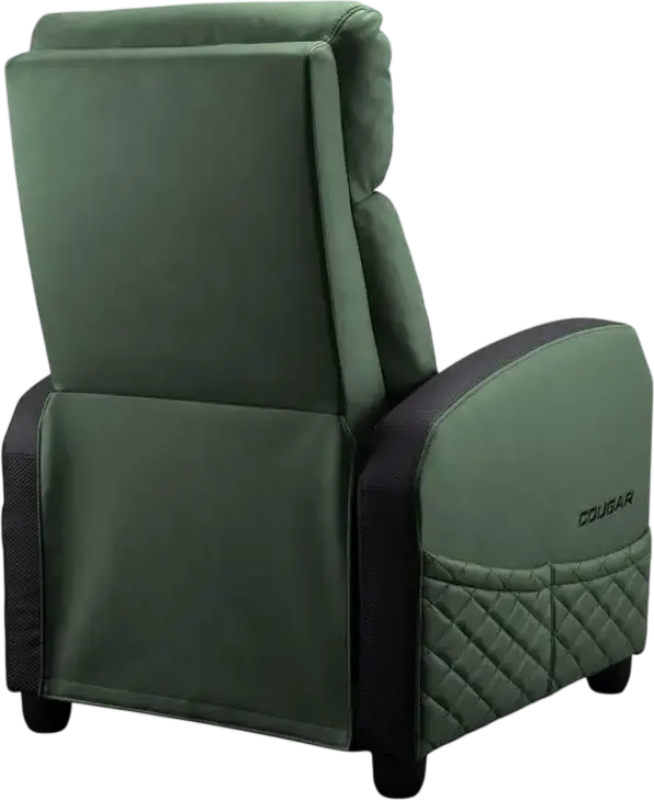 Cougar Ranger Elite CGR-RAE Gaming Sofa, Army Green, PVC Leather and Breathable Velvet, Robust Steel Frame, Reclining Function, Foldable Footrest, 135kg Capacity