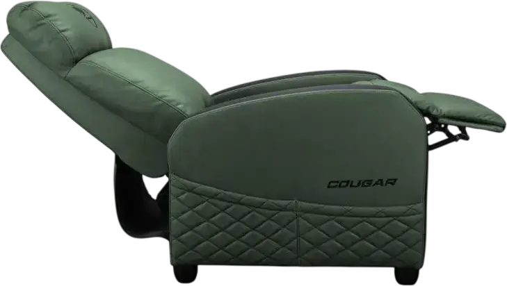Cougar Ranger Elite CGR-RAE Gaming Sofa, Army Green, PVC Leather and Breathable Velvet, Robust Steel Frame, Reclining Function, Foldable Footrest, 135kg Capacity