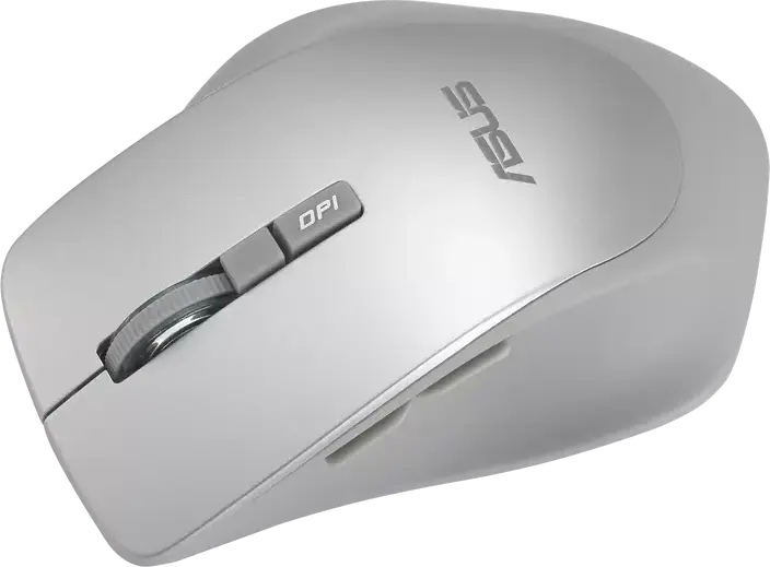 ASUS WT425 Wireless Optical Mouse, 2.4GHz RF USB, Fog Silver, Adjustable 1000/1600 DPI, 6 Buttons, Silent Click, Ergonomic Easy-Grip, Windows 11/10, Chrome OS