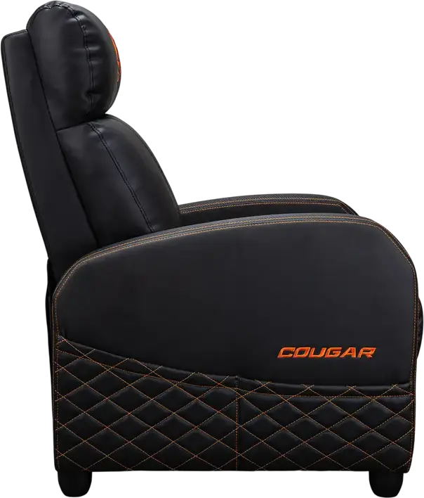 Cougar Ranger Elite CGR-RAE Gaming Sofa, Black | Orange, PVC Leather and Breathable Velvet, Robust Steel Frame, Reclining Function, Foldable Footrest, 135kg Capacity