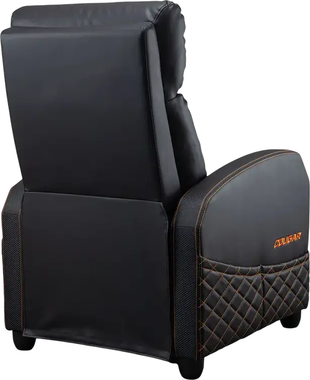 Cougar Ranger Elite CGR-RAE Gaming Sofa, Black | Orange, PVC Leather and Breathable Velvet, Robust Steel Frame, Reclining Function, Foldable Footrest, 135kg Capacity