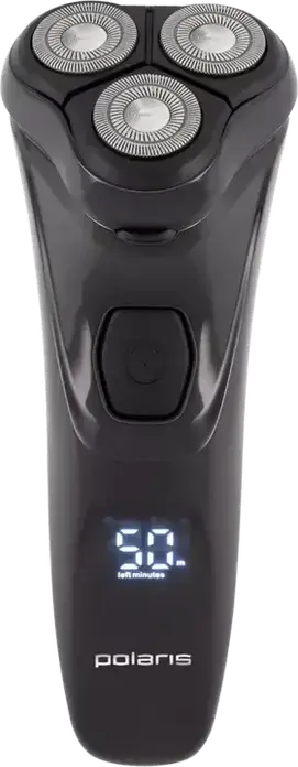 Электробритва Polaris PMR0415R роторная, 3 плавающие головки с лезвиями PRO 5, 4D контур лица, влажное и сухое бритье, триммер, аккумулятор Li-Ion, черный