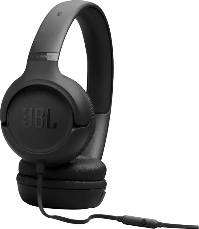 JBL Tune 530 On-Ear Closed-Back Wired Headphones, Dynamic Driver, Integrated In-Line Microphone, Foldable Design, JBL Pure Bass Sound, Color: Black