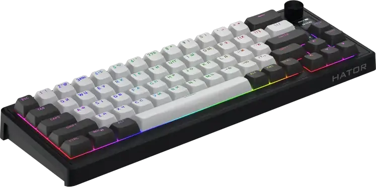 Tastatură HATOR Skyfall 65 PRO, Cu fir / Fără fir, Negru | Gri