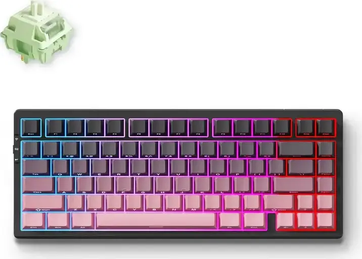 MCHOSE G75 Pro 75% Mechanical Keyboard, Black Pink, Tri-mode Wireless 2.4GHz/Bluetooth/Wired, Hot-swappable, Gasket Mount, Flex-Cut PCB, RGB South-facing, 8000mAh