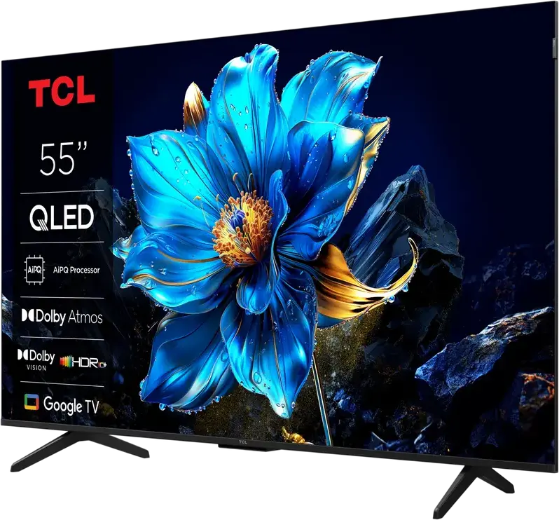 TCL 55P71K 55" QLED 4K UHD Smart TV, AiPQ Pro Processor, Google TV, HDR10+, Dolby Vision, Dolby Atmos, HDMI 2.1, AMD FreeSync, VRR, ALLM, Black