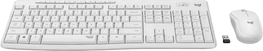 Logitech MK295 Wireless Keyboard and Mouse Combo, White, English Layout, SilentTouch Noise-Reduction Technology, Full-Size Layout, 2.4 GHz Nano USB Receiver, Windows & Chrome OS