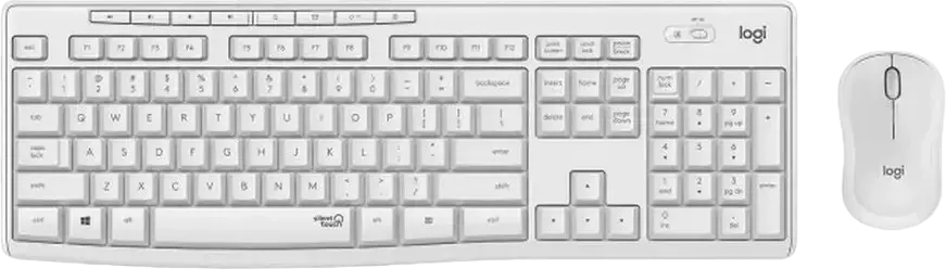 Logitech MK295 Wireless Keyboard and Mouse Combo, White, English Layout, SilentTouch Noise-Reduction Technology, Full-Size Layout, 2.4 GHz Nano USB Receiver, Windows & Chrome OS