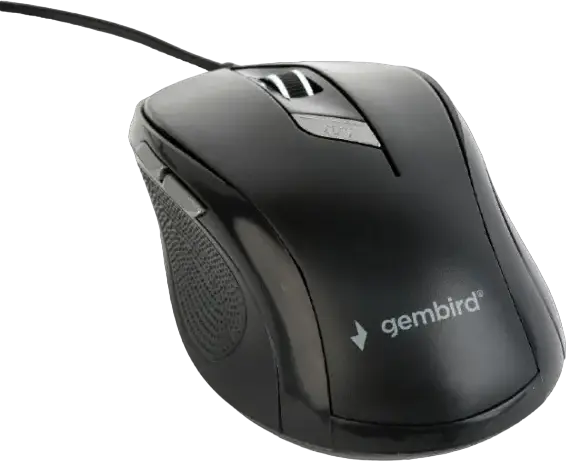 Gembird MUS-6B-01 Wired Optical Mouse, 6 Buttons, Adjustable 400-1600 DPI, USB Interface, Right-Handed, Black