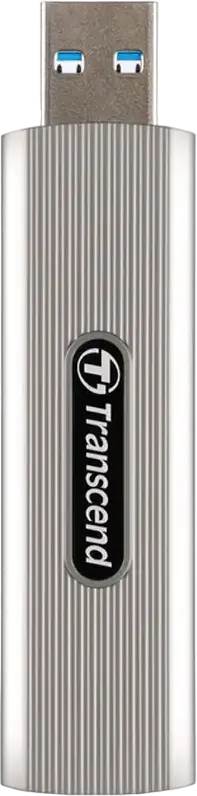 SSD Portabil Transcend ESD320A 2TB Gri, USB 3.2 Gen 2x1 10Gbps, Viteza Citire până la 1050MB/s, Conector USB Type-A Retractabil, Flash 3D NAND, Carcasă Aliaj