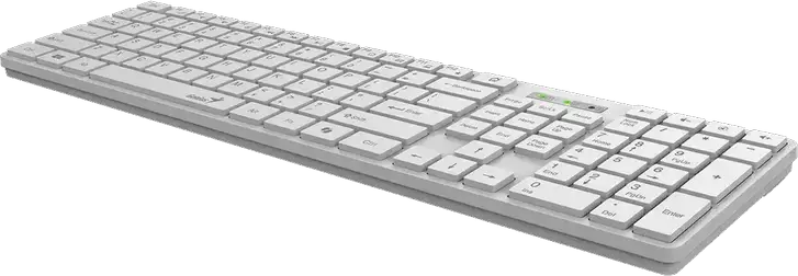 Genius SlimStar 126 Slim Multimedia Wired USB Keyboard, White, English/Russian Layout, Ultra-slim Chocolate Keys, AI Copilot Key, 12 FN Hotkeys, Brushed Metal Finish, Ergonomic