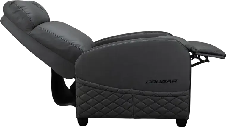 Sofa Gaming Cougar Ranger Elite CGR-RAE, Gri Jet, Piele PVC și Velur Respirabil, Cadru Robust din Oțel, Funcție de Reclinare, Suport de Picioare Pliabil, 135kg