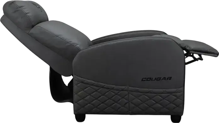 Sofa Gaming Cougar Ranger Elite CGR-RAE, Gri Jet, Piele PVC și Velur Respirabil, Cadru Robust din Oțel, Funcție de Reclinare, Suport de Picioare Pliabil, 135kg