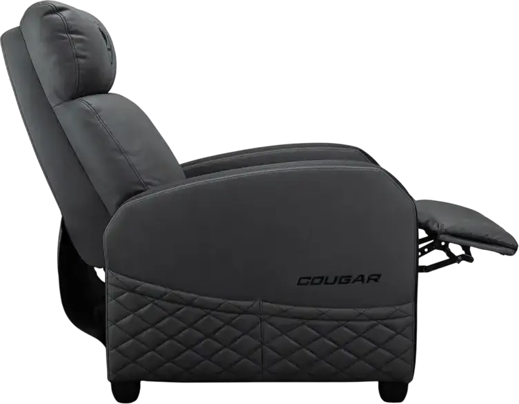 Sofa Gaming Cougar Ranger Elite CGR-RAE, Gri Jet, Piele PVC și Velur Respirabil, Cadru Robust din Oțel, Funcție de Reclinare, Suport de Picioare Pliabil, 135kg