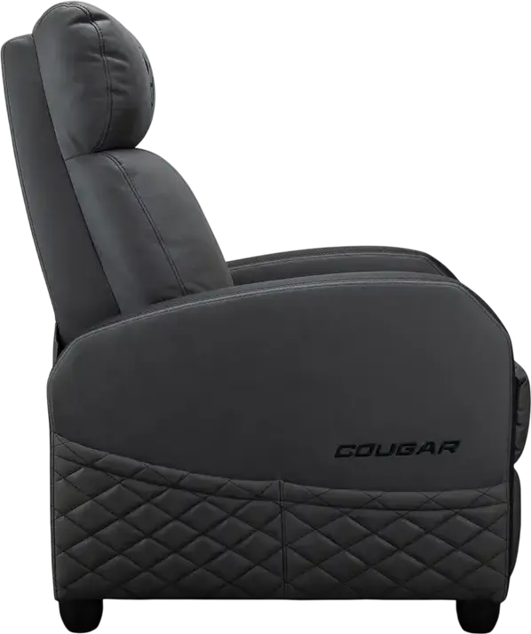Sofa Gaming Cougar Ranger Elite CGR-RAE, Gri Jet, Piele PVC și Velur Respirabil, Cadru Robust din Oțel, Funcție de Reclinare, Suport de Picioare Pliabil, 135kg