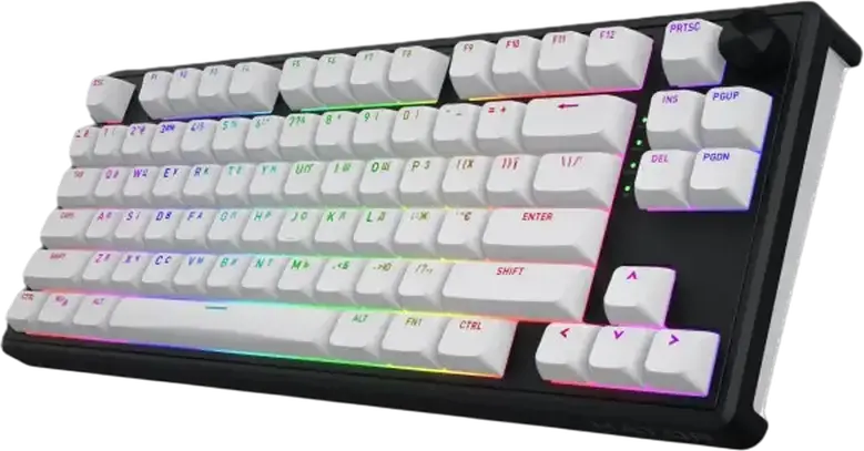 Tastatură Mecanică HATOR Skyfall 80 Wireless, TKL Gasket Mount, Switchuri HATOR Aurum Lemon Lineare, Iluminare RGB și Laterale, Conectivitate Tri-mod, Hot-swap
