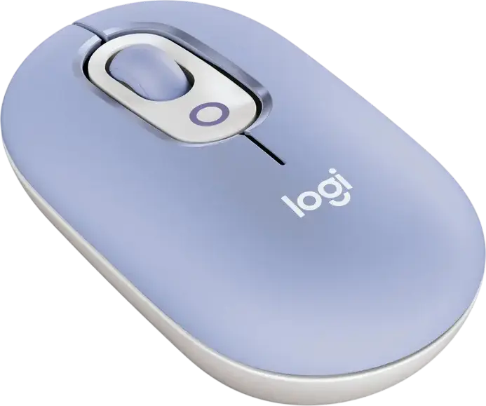 Mouse Logitech POP Wireless Bluetooth Compact, Lilac, 4000 DPI, Click-uri Silențioase, Buton Dedicat Emoji, Design Ambidextru, 104.8 x 59.4 x 35.2 mm