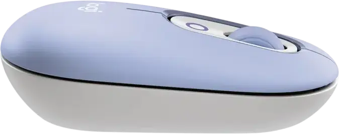 Mouse Logitech POP Wireless Bluetooth Compact, Lilac, 4000 DPI, Click-uri Silențioase, Buton Dedicat Emoji, Design Ambidextru, 104.8 x 59.4 x 35.2 mm